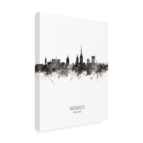 Michael Tompsett 'Norwich England Skyline Portrait II' Canvas Art,14x19